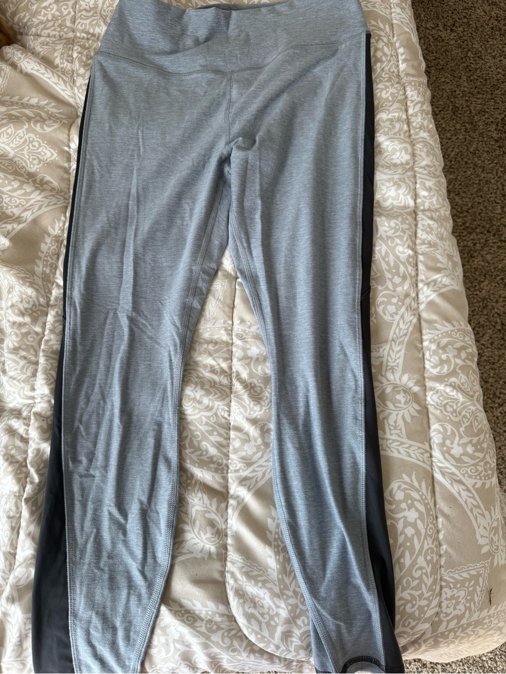 Fabletics Gray Leggings with Black Side Panels